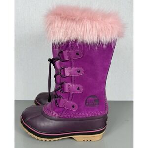 Sorel Joan of Arctic Girls Tall Suede Waterproof Boots Pink Faux Fur‎ US Size 1